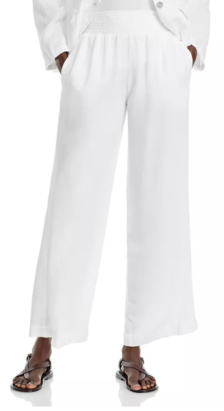 BELLA DAHL PANTS WOMENS SIZE XLARGE SMOCKED WAIST WIDE LEG WHITE NEW MSRP $150